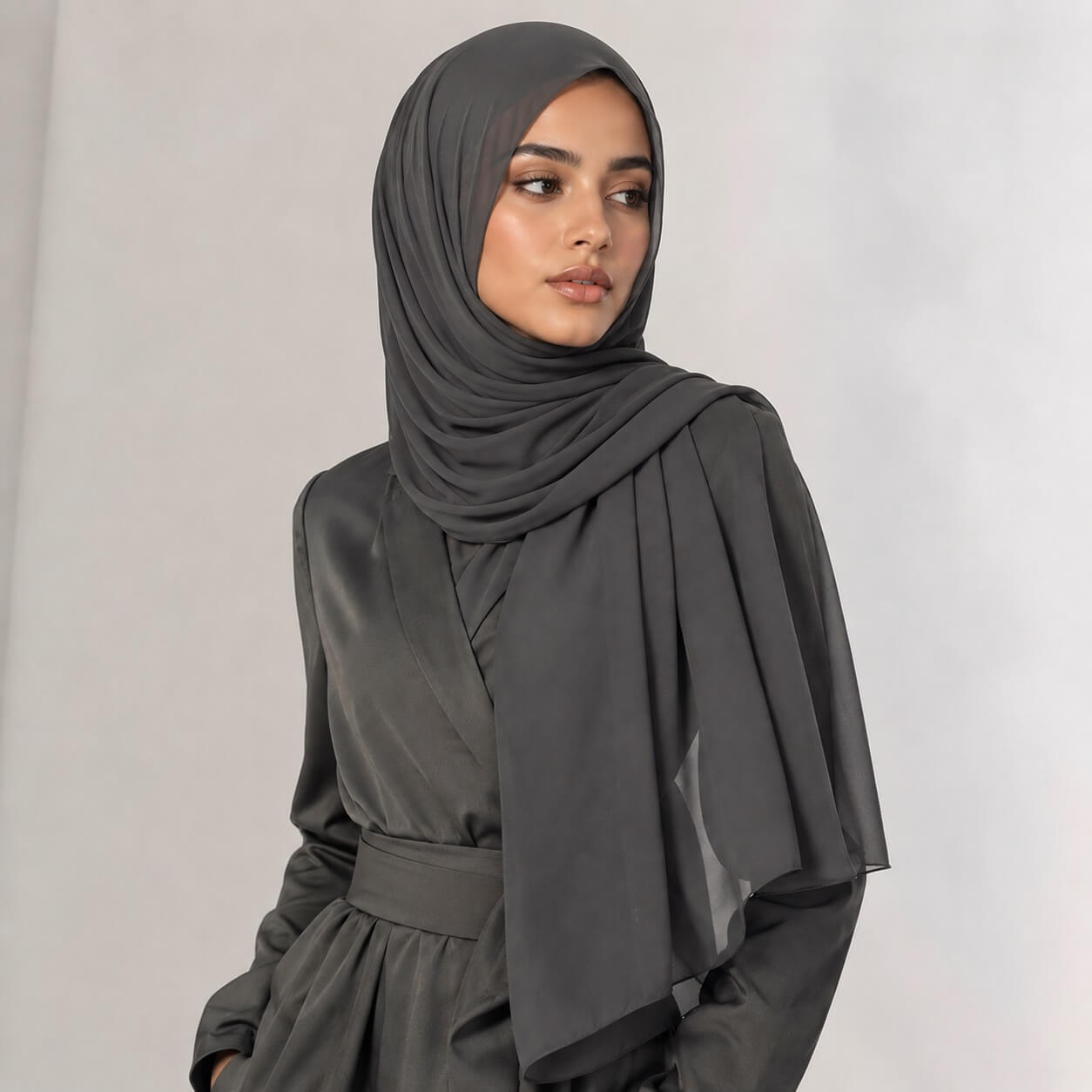 Chiffon Hijab Dunkelgrau Chiffon Hijab Dunkelgrau