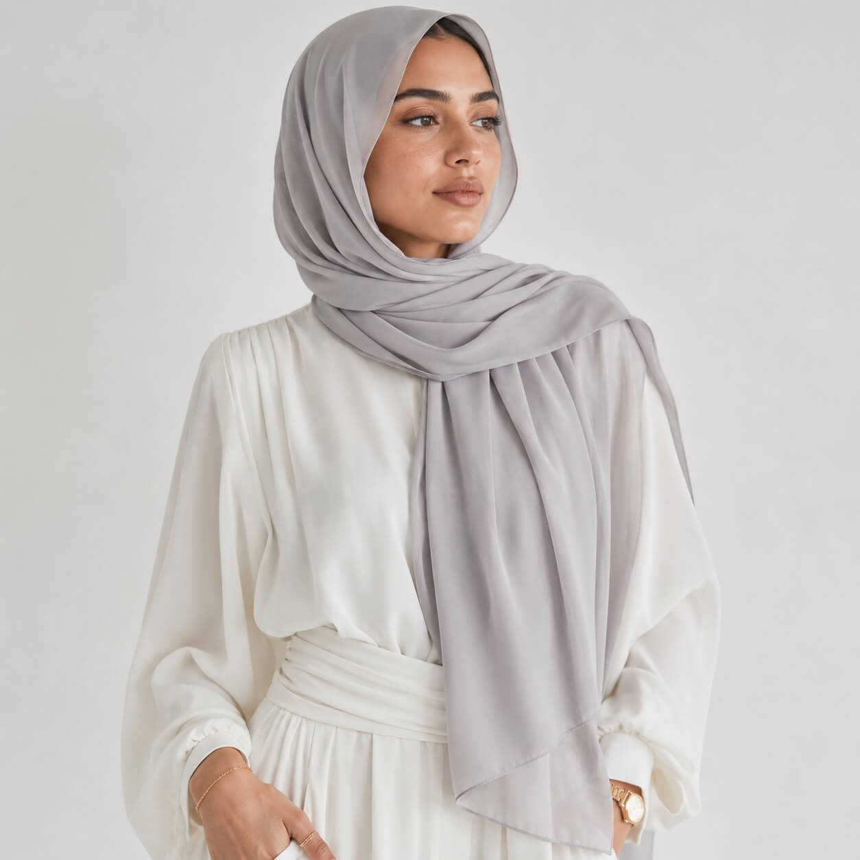 Chiffon Hijab Hellgrau