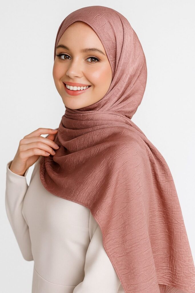 Crinkle Satin Hijab Brown