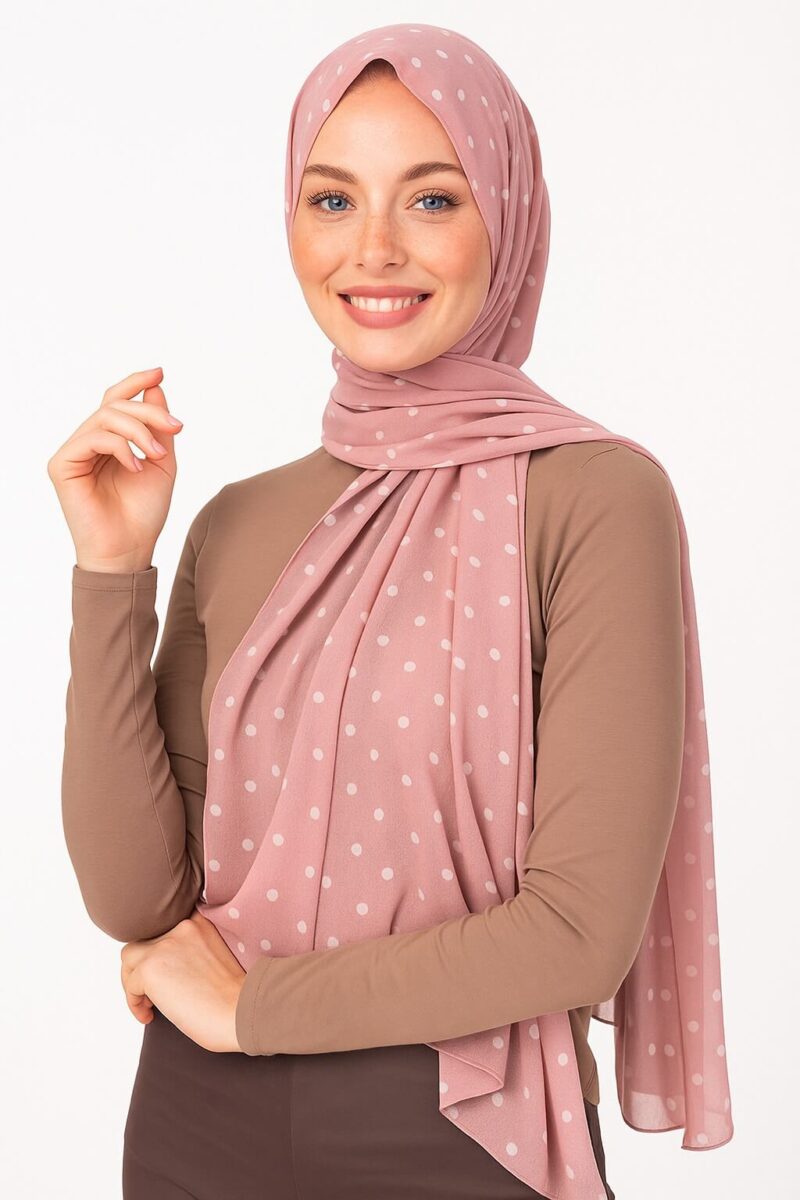 Gepunkteter Chiffon Hijab Pink