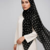 Gepunkteter Chiffon Hijab Schwarz