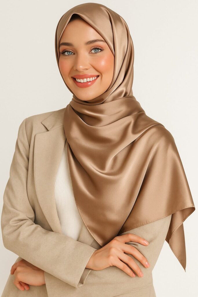 Satin Hijab Goldbraun