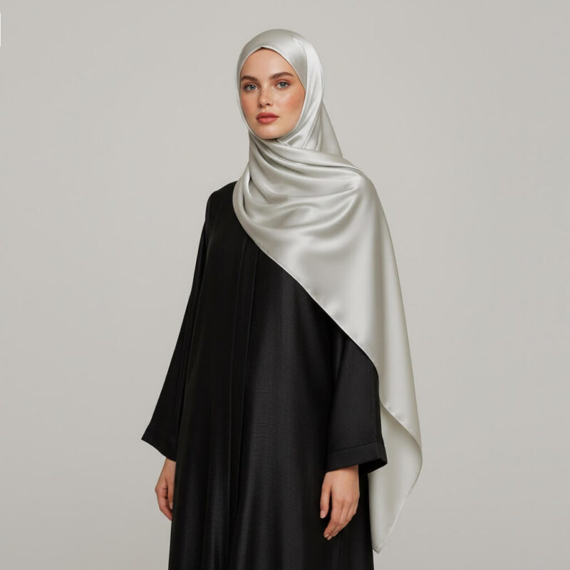 Satin Hijab Silber