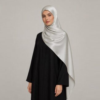 Satin Hijab Silber