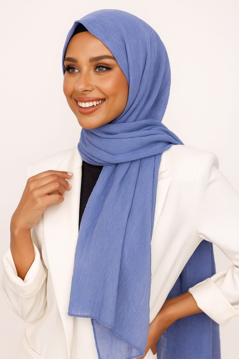 Crinkle Hijab Karibikblau