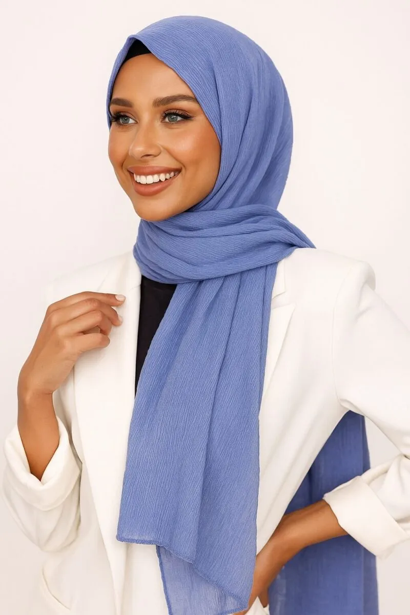 Crinkle Hijab Karibikblau