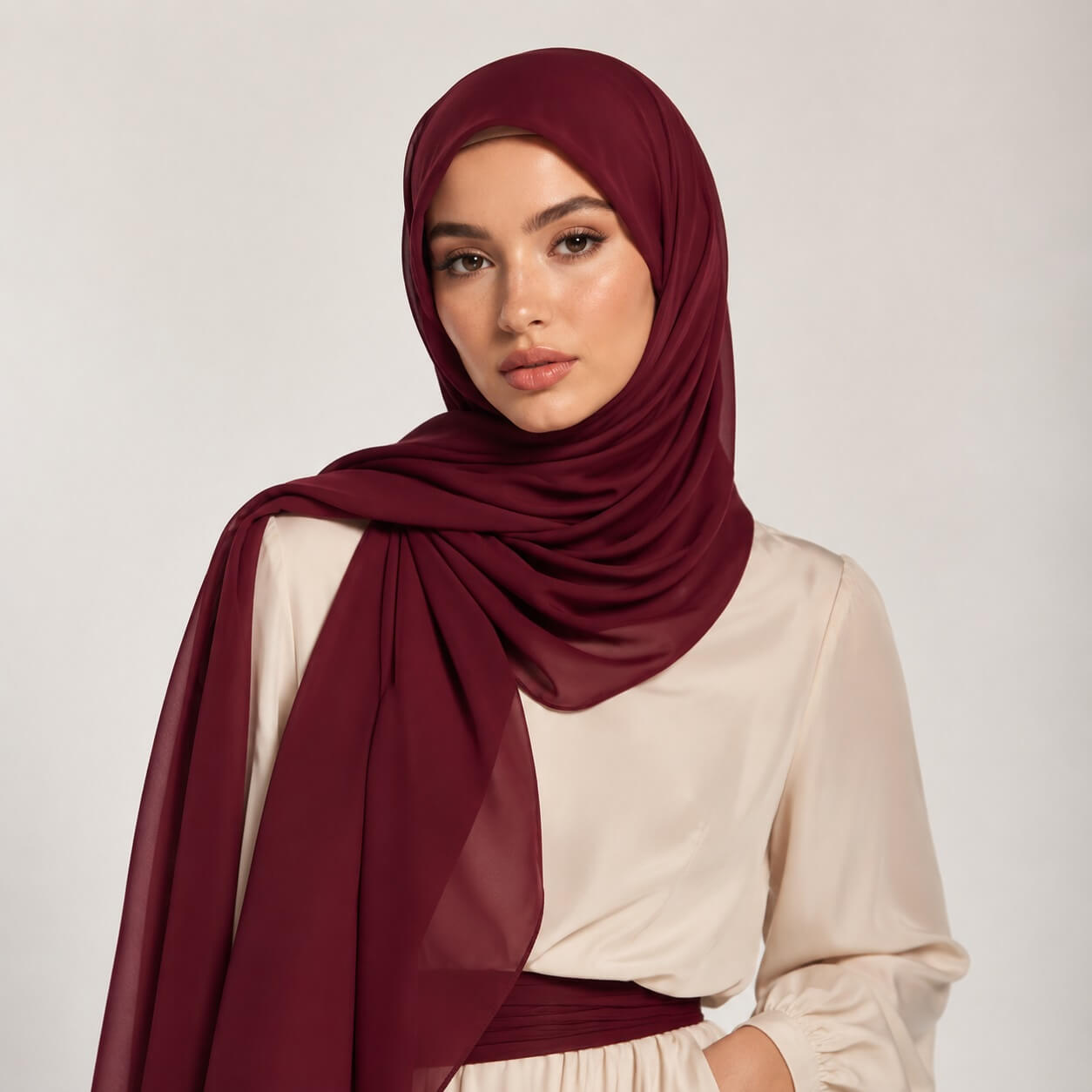Chiffon Hijab Burgunder kaufen