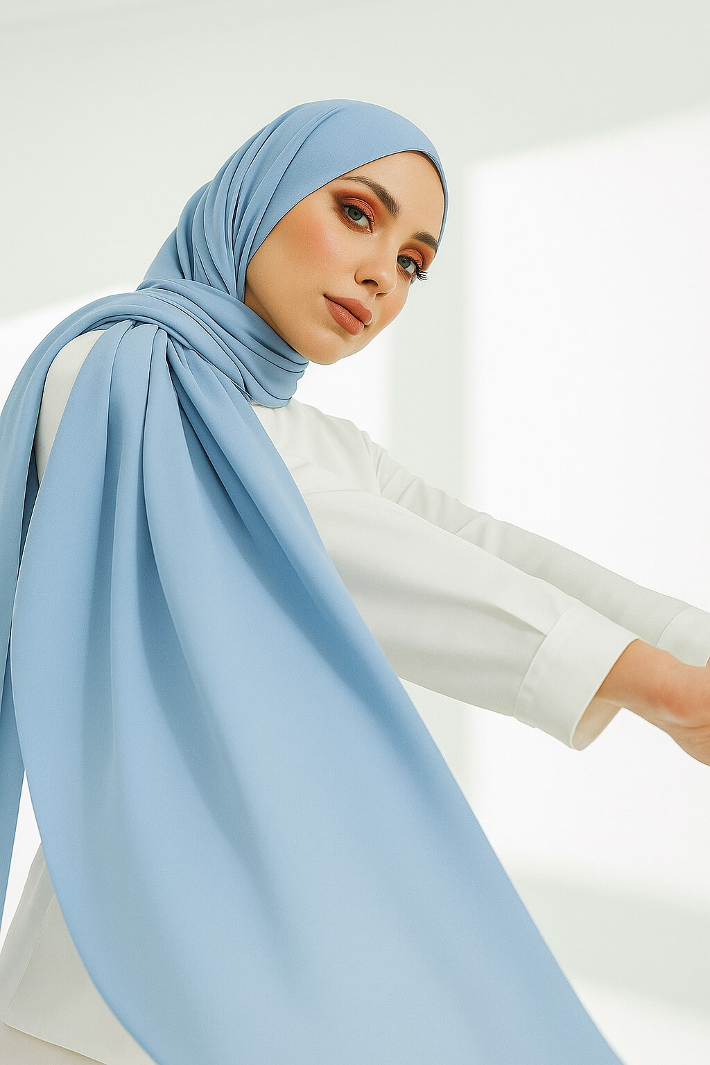 Chiffon Light Hijab Hellblau 3