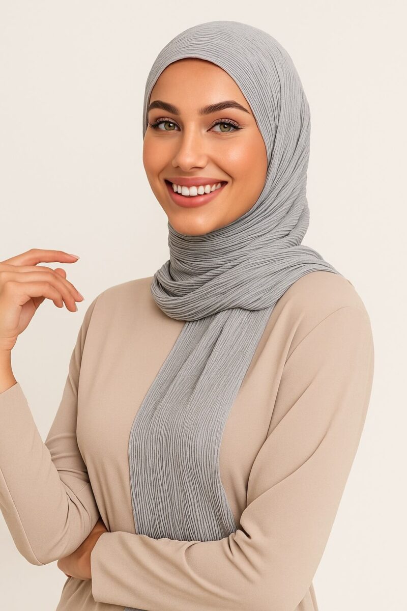 Crinkle Hijab Hellgrau