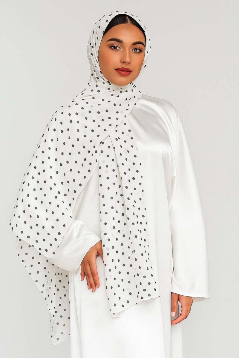 Gepunkteter Chiffon Hijab Weiß