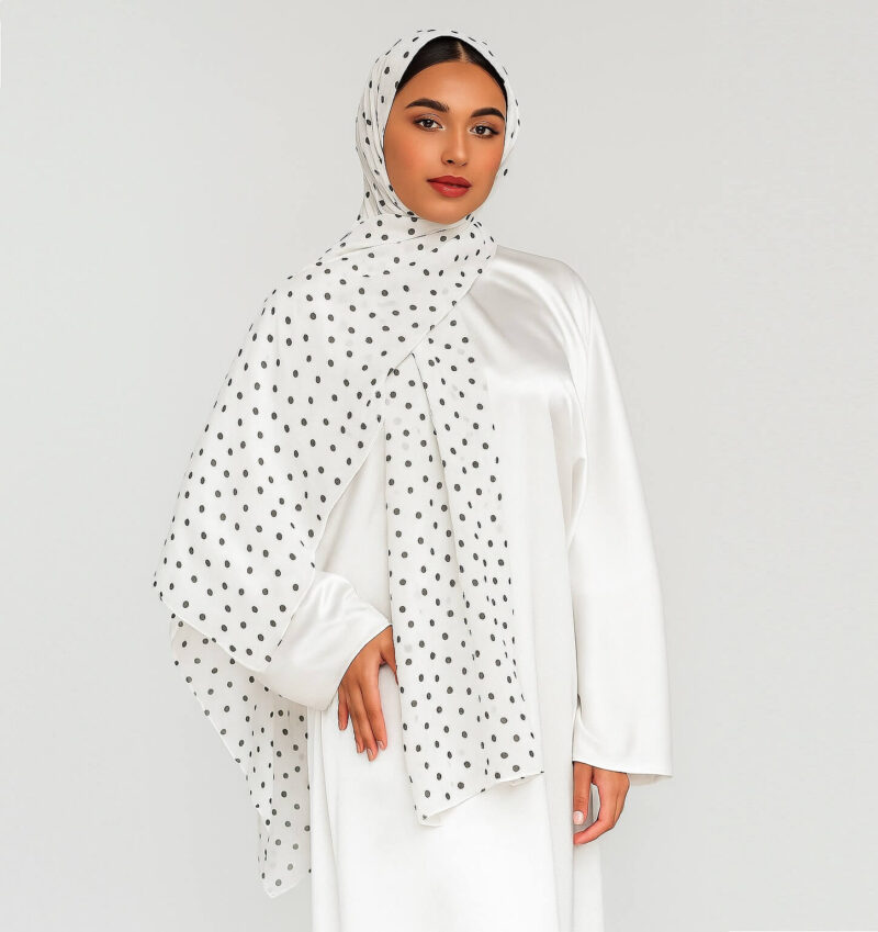 Gepunkteter Chiffon Hijab Weiß