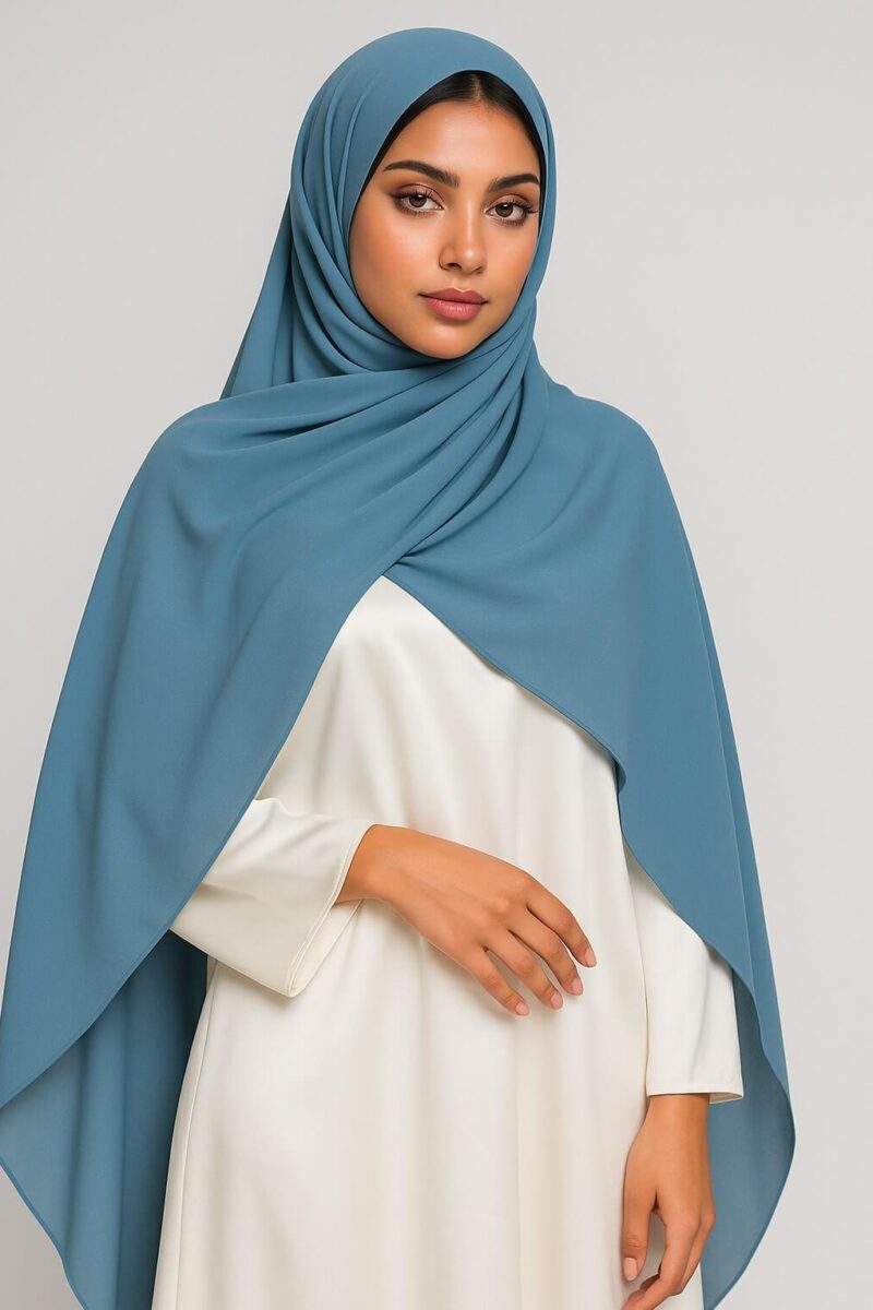 Chiffon Hijab Denim Blau