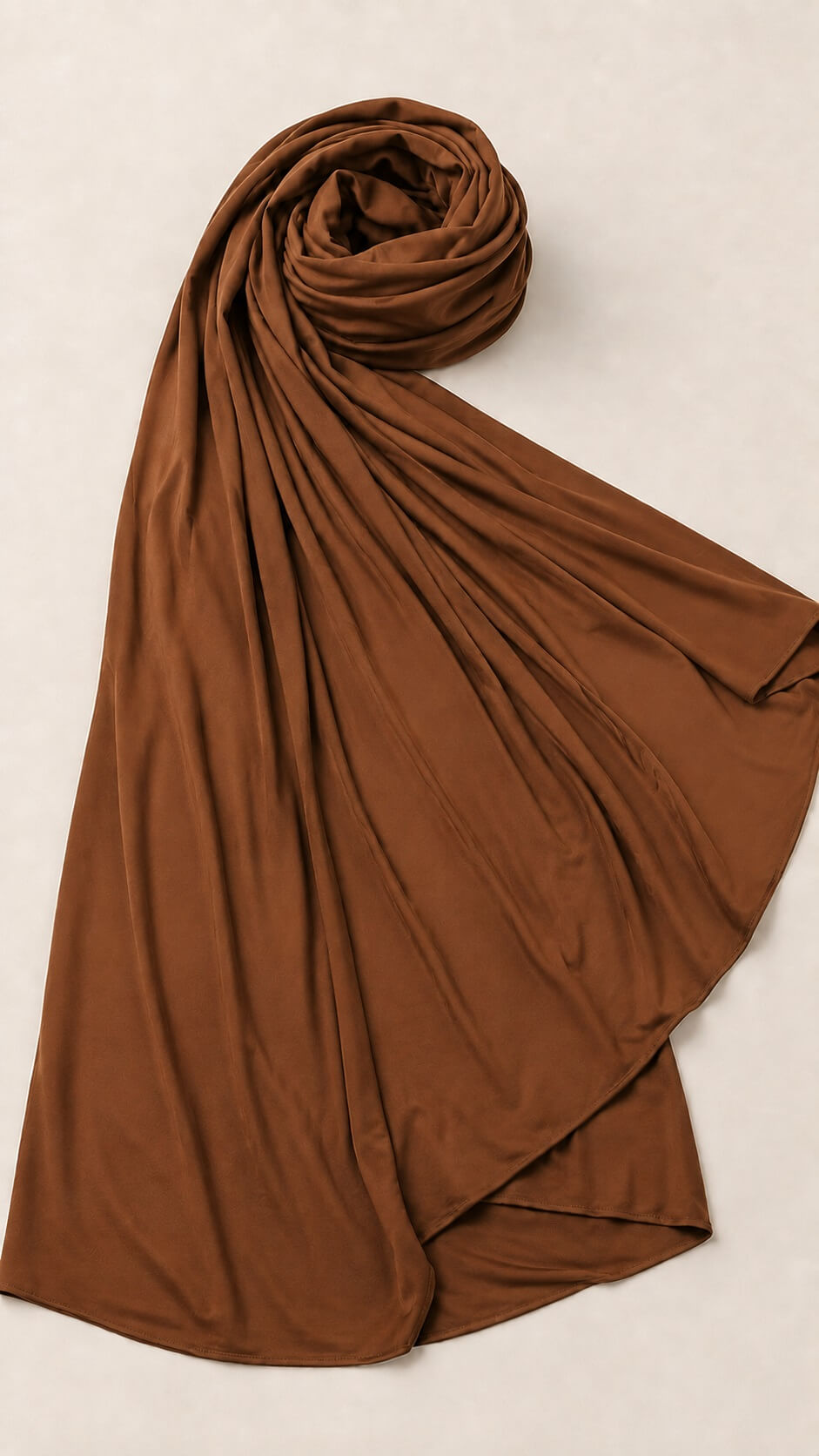 Jersey Hijab Camel online kaufen Camelfarbenes Jersey Kopftuch Detailaufnahme