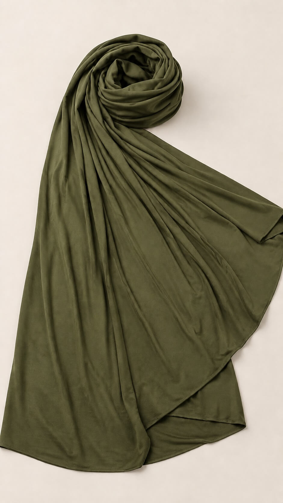 Olivgrünes Jersey Kopftuch Khaki Nahaufnahme
