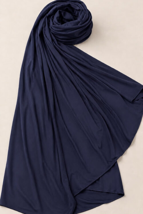 Dunkelblaues Jersey Kopftuch Navy Detailaufnahme