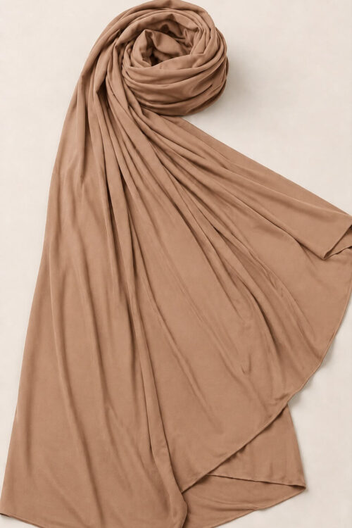 Beiges Jersey Kopftuch Sand Detailaufnahme