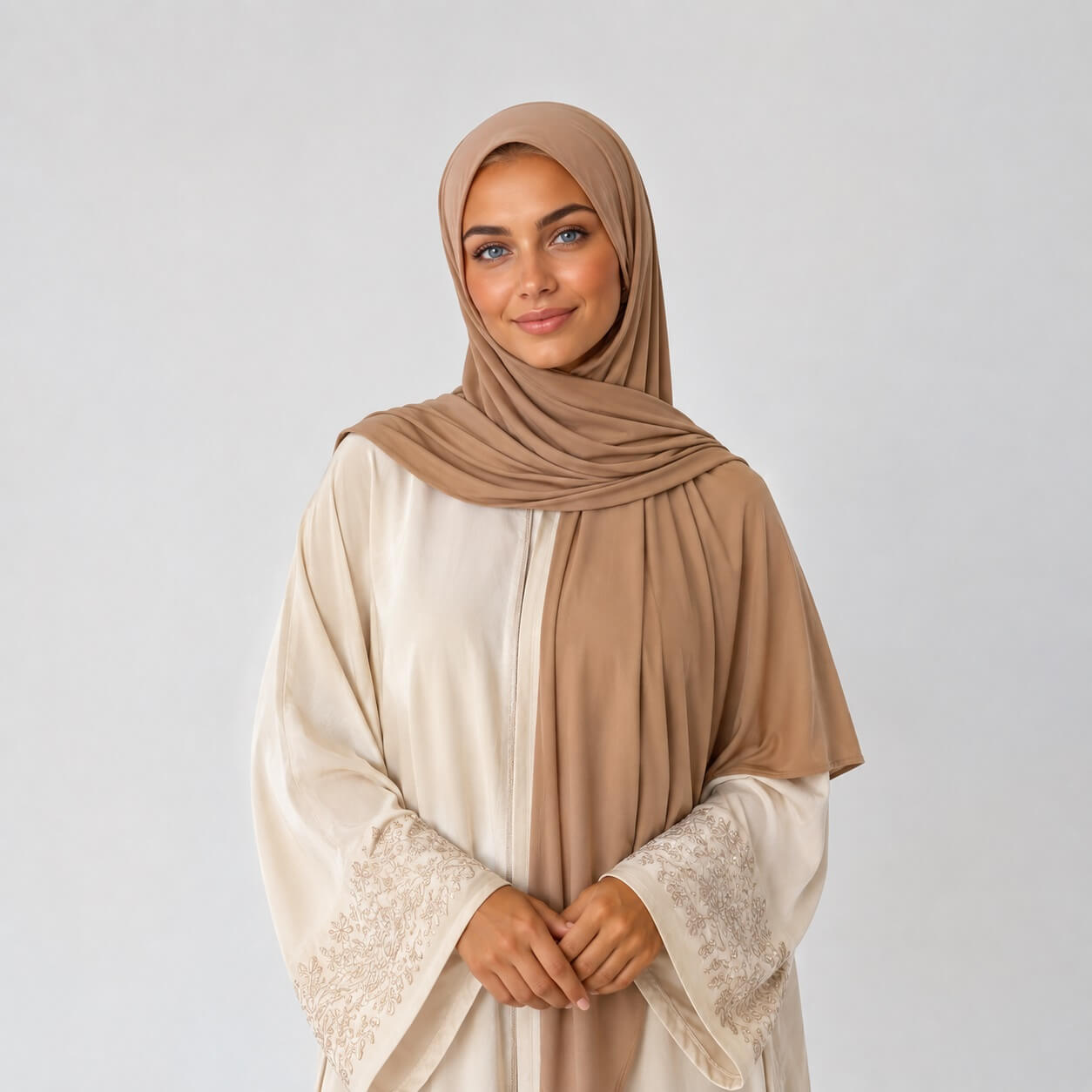 Jersey Hijab Sand Beige online kaufen Premium Jersey Hijab in Sand Beige – Business-Look