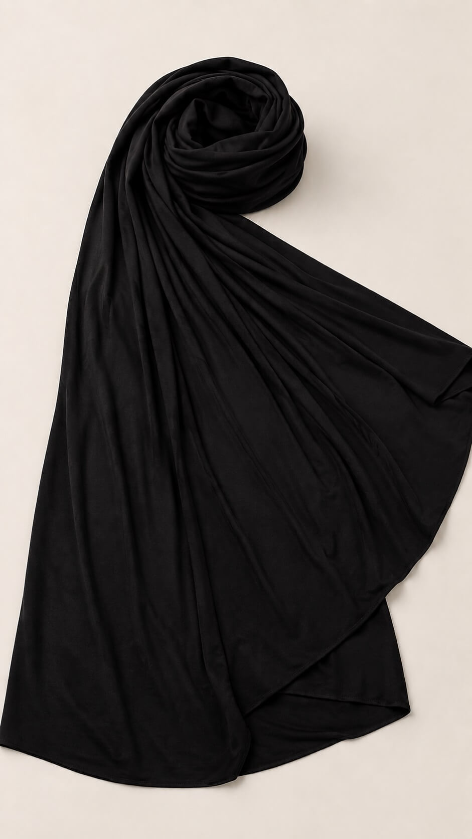 Jersey Hijab Schwarz online kaufen Schwarzes Jersey Kopftuch Detailaufnahme Stoffstruktur