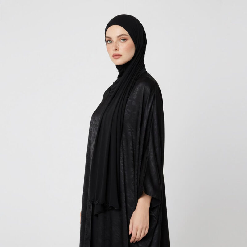 Jersey Line Hijab Black