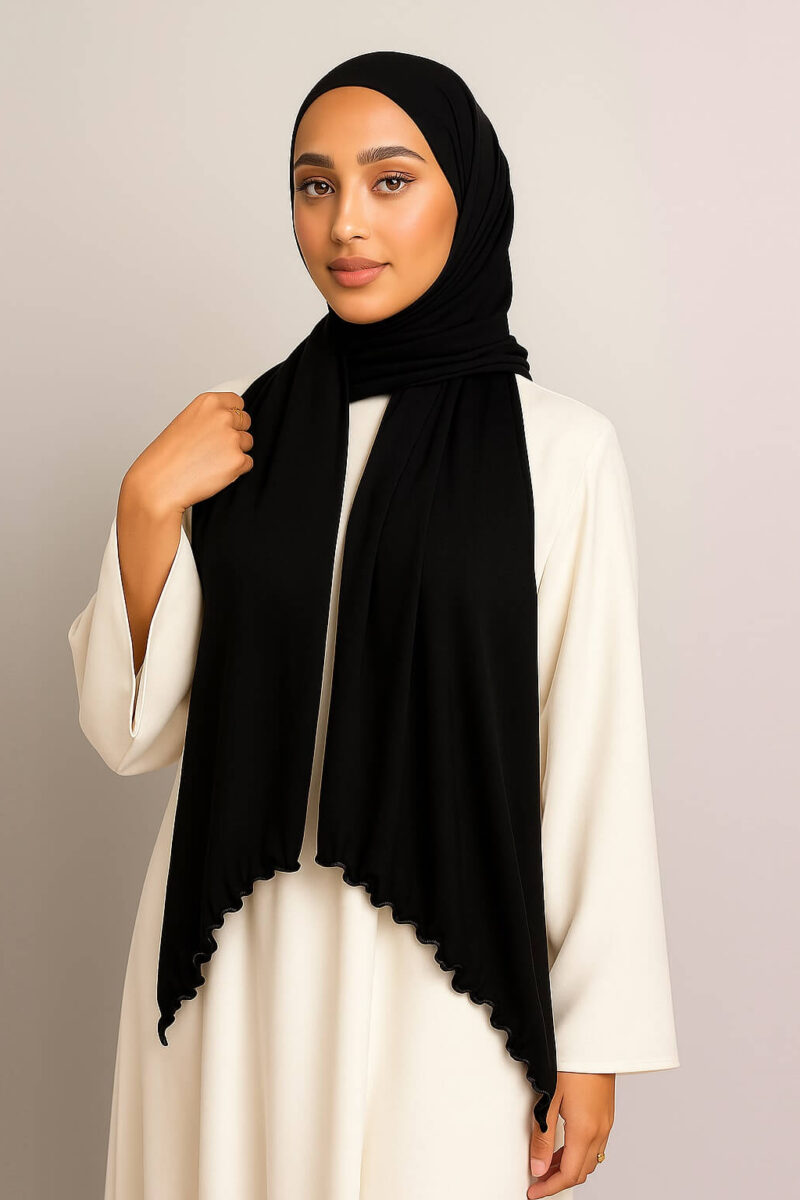 Jersey Line Hijab Black