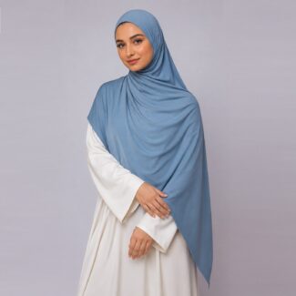 Satin Jersey Hijab Denim Blue