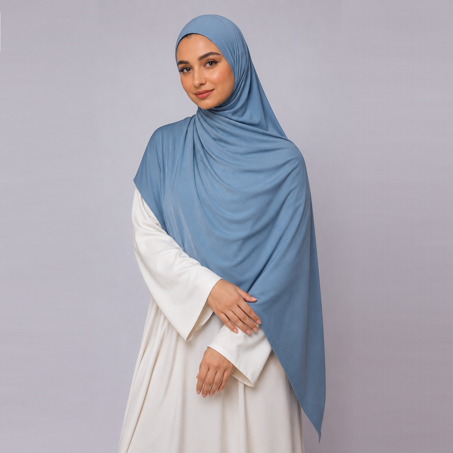 Satin Jersey Hijab Denim Blue Satin Jersey Hijab Denim Blue