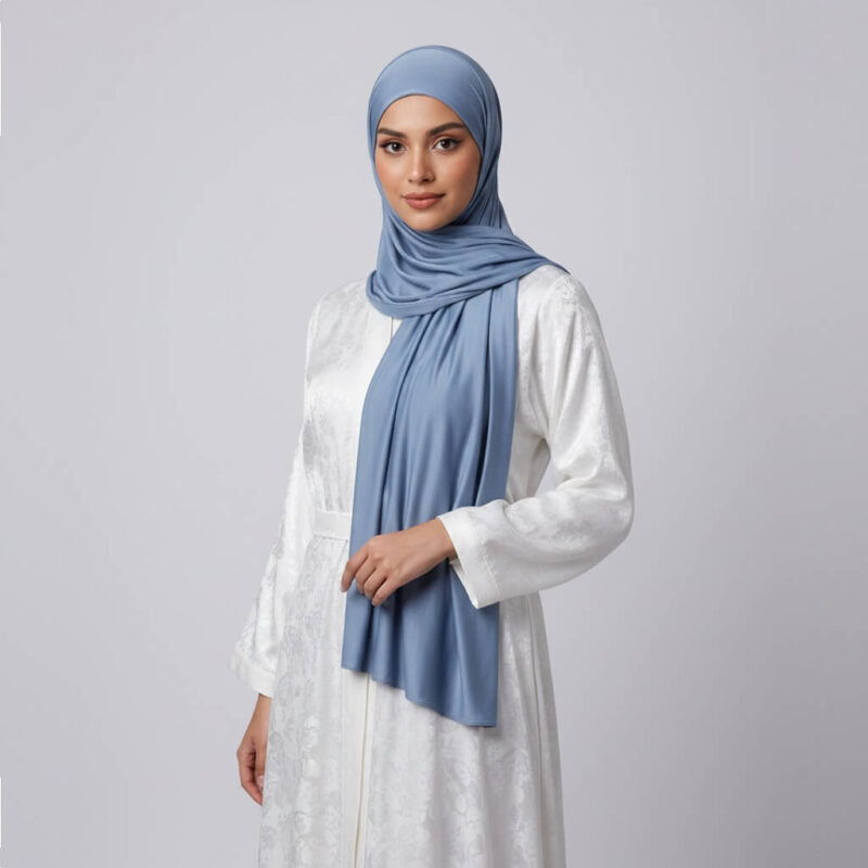 Satin Jersey Hijab Denim Blue