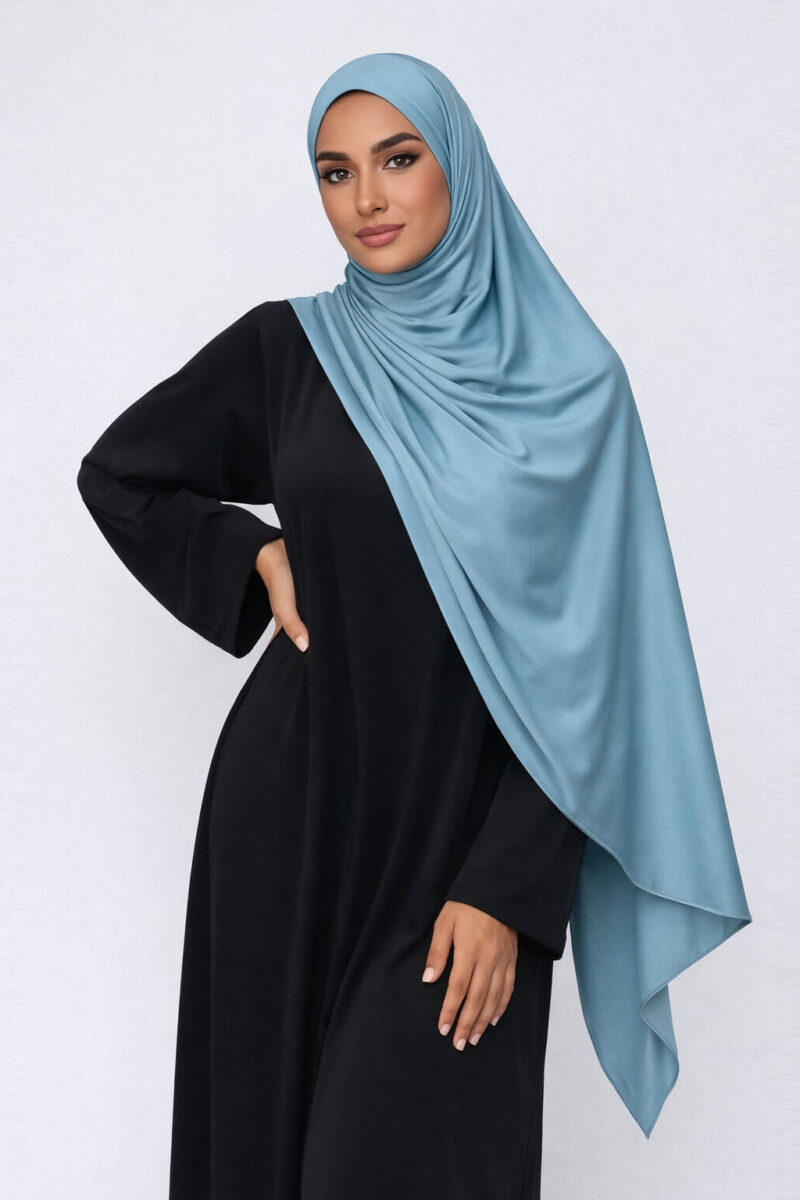 Satin Jersey Hijab Dusty Blue