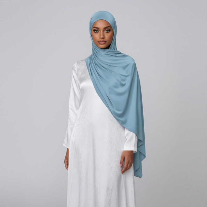 Satin Jersey Hijab Dusty Blue