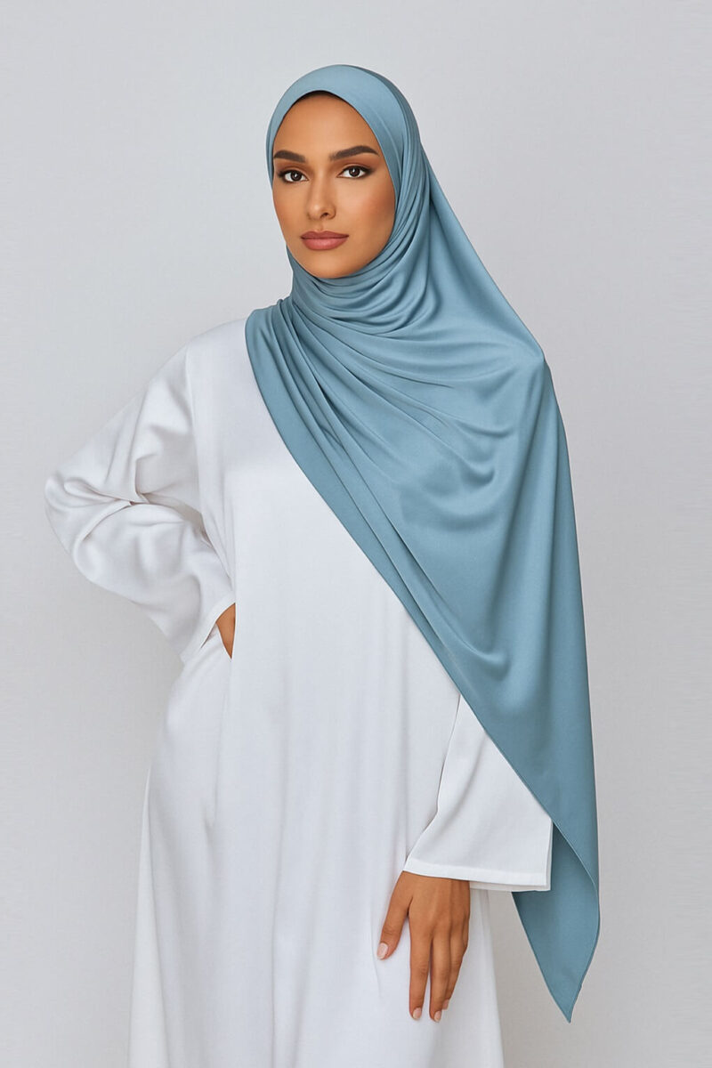 Satin Jersey Hijab Dusty Blue