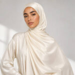 Satin Jersey Hijab in Ecru – natürlich-eleganter Glanzlook