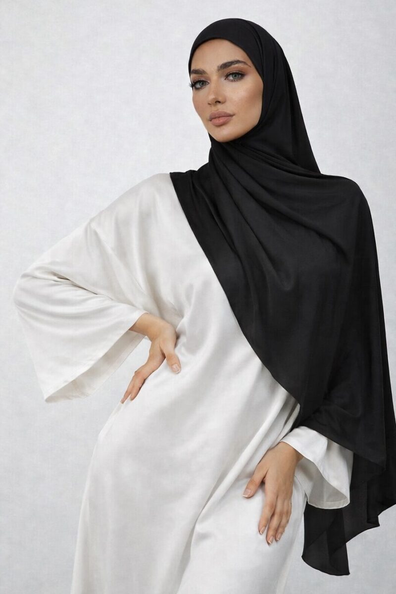 Satin Jersey Hijab - Intense Black