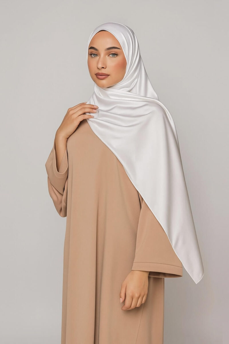 Satin Jersey Hijab Snow White