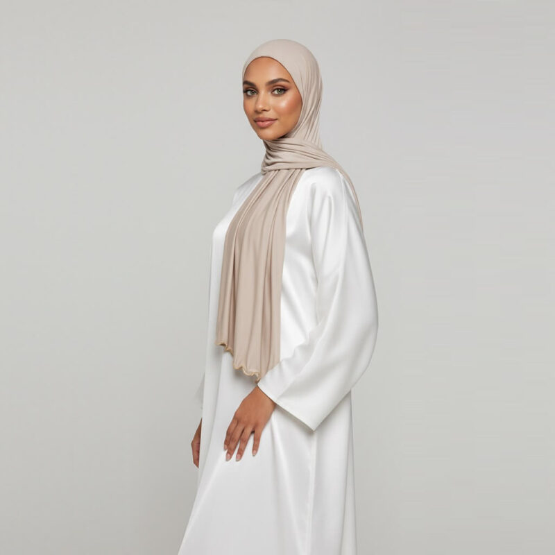 Jersey Line Hijab Cream