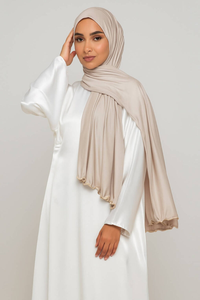 Jersey Line Hijab Cream