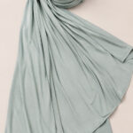 Liquid Jersey Hijab - Mintgrün Mintgrünes Liquid Jersey Kopftuch Detailaufnahme