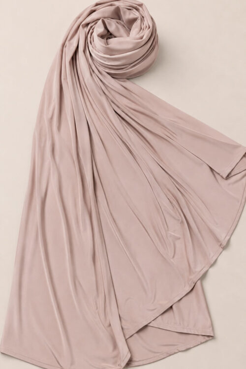 Rosafarbenes Liquid Jersey Kopftuch Rosé Detailaufnahme